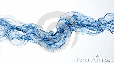Abstract Blue Particle Stream on White Background - Generative AI Stock Photo