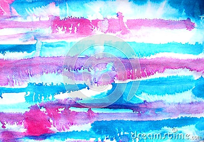 Abstract blue pink ink painting on grunge paper texture. Hand painted watercolor background. wash. Illustration stain Stock Photo