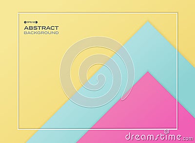 Abstract of blue pink and yellow gradient paper cut background. Vector Illustration