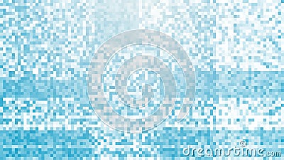 Abstract blue pixel background. Random square pattern backdrop. Small white rectangles. Technology style Vector Illustration