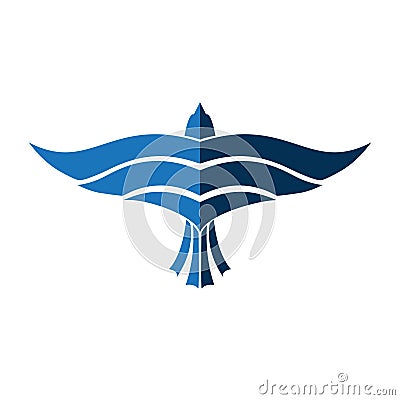 Abstract Blue Plane Fly Flight Eagle Bird Symbol Vector Illustration