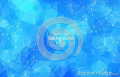 Abstract Blue Polygonal Space Background with Connecting Dots and Lines. Connection structure. Vector science background. Polygon Vector Illustration