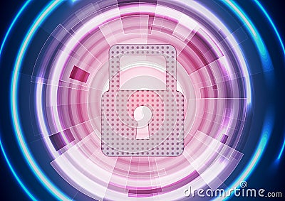 Abstract blue purple glowing tech security background Vector Illustration