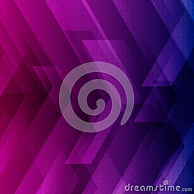 Abstract blue, purple and pink tech background with big arrows sign digital and stripes technology concept. Space for your text Vector Illustration