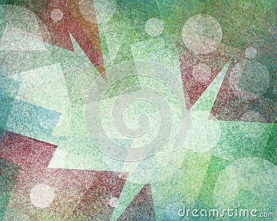 Abstract blue red and green background design with modern art style layers of geometric shapes and triangles with texture Stock Photo