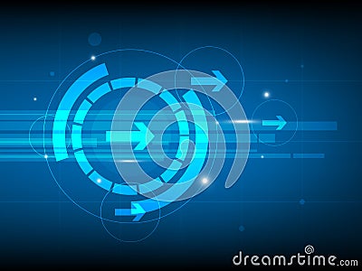 Abstract blue right arrow circle digital technology background, futuristic structure elements concept background Vector Illustration