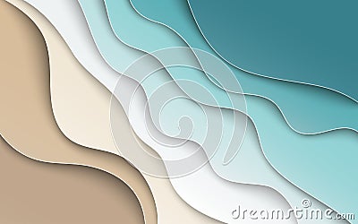 Abstract blue sea and beach summer background with curve paper Vector Illustration