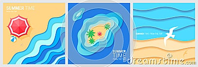 Abstract blue sea and beach summer background Vector Illustration