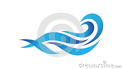 Abstract blue sea waves - concept logo sign vector illustration. Water river icon symbol. Vacation beach resort theme. Graphic Vector Illustration