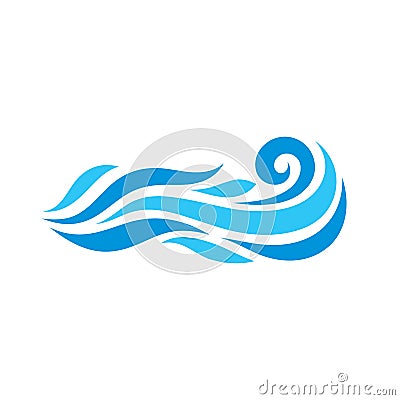 Abstract blue sea waves - concept sign vector illustration. Water river symbol. Vacation beach resort theme. Graphic design. Vector Illustration