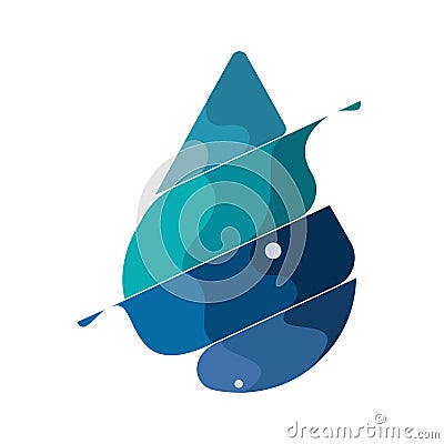 Abstract blue shiny drop of water background , creative concept, mosaic water drop logo, icon, aqua sign, Vector Illustration