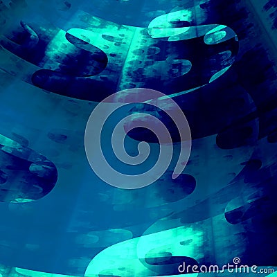 Abstract Blue Sky Background. Strange Beautiful Clouds Illustration. Soft Light Uner Water. Deep Sea Art. Creative Digital Stock Photo