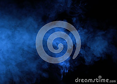 Abstract blue smoke on a dark background Stock Photo