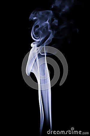 Abstract blue smoke swirls over black background Stock Photo