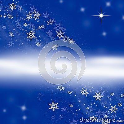 Abstract Blue Snowflake Winter Background with Copy Space Stock Photo