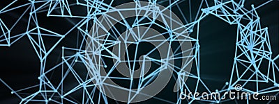 Abstract blue tech network. Abstract dots and lines texture background. copy space. Stock Photo