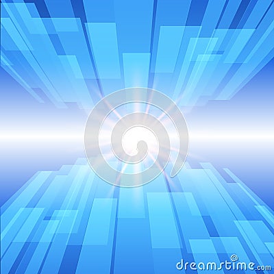 Abstract blue technology background with glow star. Vector Illustration