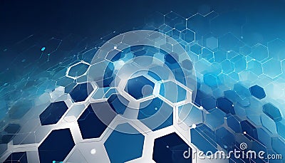 Abstract blue technology hexagonal background Stock Photo