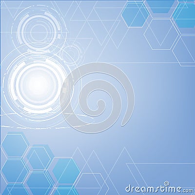 Abstract blue technology triangles and hexagon Vector Illustration