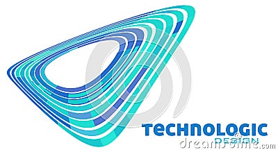 Abstract blue and turquoise technologic shape. Vector Vector Illustration