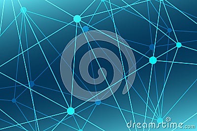 Abstract blue vector background. Triangle network pattern. Illustration for technology, science, neural, structure, net, template Vector Illustration