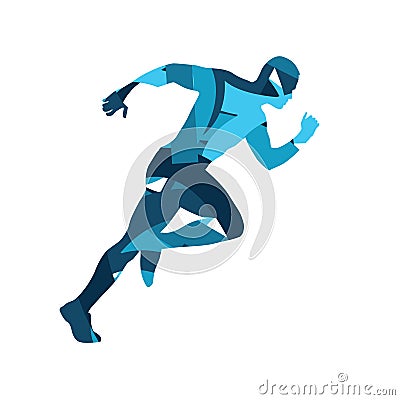 Abstract blue vector runner. Running man Vector Illustration