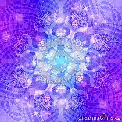 Abstract blue-violet round pattern with lights Vector Illustration