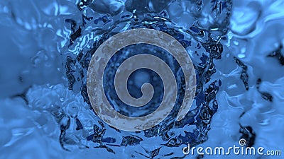 Abstract blue water background. Rotating bubbling water. Shallow depth of field. 3d rendering Stock Photo