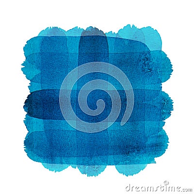 Abstract blue watercolor quadrat texture background on white. Stock Photo