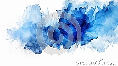 Abstract blue watercolor spill background Stock Photo