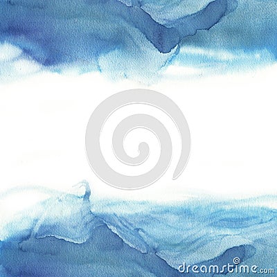 Watercolor absrtract blue wave Stock Photo