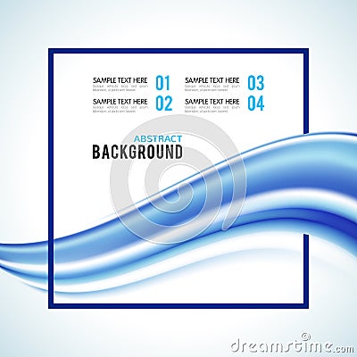 Abstract blue wave with frame isolated on white Cartoon Illustration