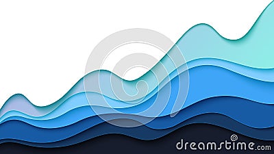 Abstract blue wave paper cut layer background template Vector Illustration