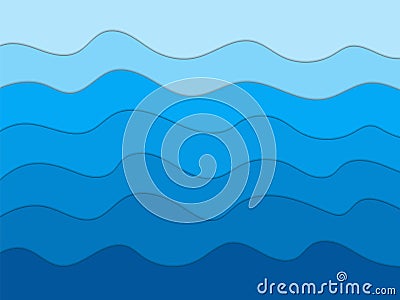 Abstract blue waves background for design,paper style art Vector Illustration