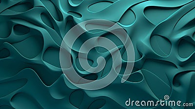 Abstract Blue Wavy Pattern - Organic Biomorphics In Dark Turquoise Stock Photo