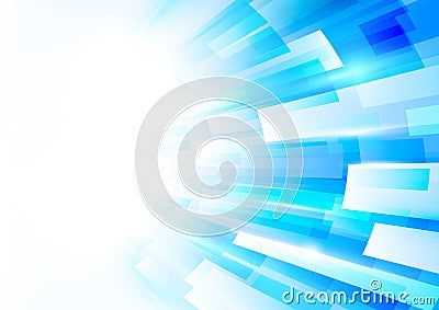 Abstract blue and white rectangles motion technology concept Vector Illustration