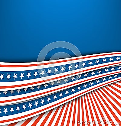 Abstract blue white red waving ribbon flag Patriotic wave, vector Independence day Vector Illustration