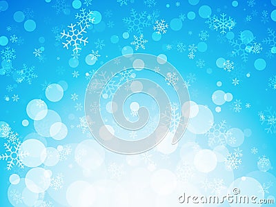 Abstract blue winter background with snowflakes Vector Illustration