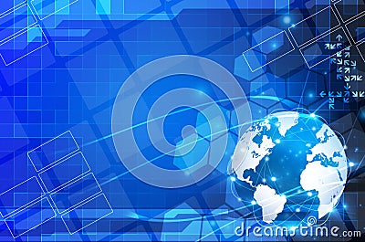 Abstract blue world and technology background Stock Photo