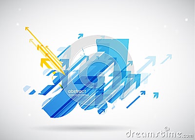 Abstract blue, yellow arrows background wallpaper. Vector Illustration