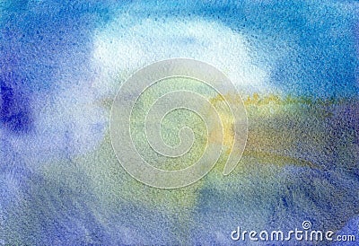 Abstract blue yellow watercolor blurred background Stock Photo