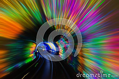 Abstract blur background of speed motion fast in the shanghai underground tunnel Stock Photo