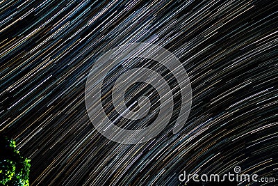 Abstract blur of Light trals star orbit on sky, for background Stock Photo