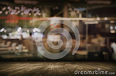 Abstract blur nigh life restaurant or cafe at night Stock Photo