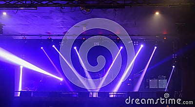 blur stage lights and spotlight lights on concert or event Stock Photo