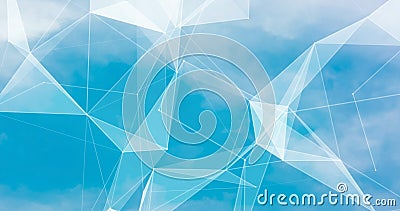 Abstract blurred background blue sky with white clouds in sunlight and geometric poligons texture Stock Photo