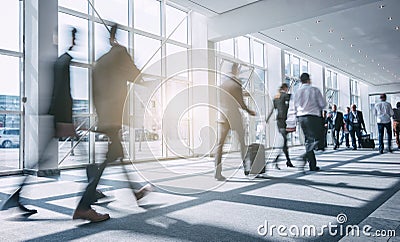 Abstract blurred Business people walking in the office corridor Editorial Stock Photo