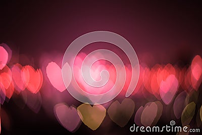 Abstract blurred heart bokeh lights backgrounds, Colorful blurred bokeh of city night light Stock Photo