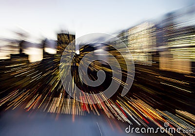 Abstract blurred lines of New York City downtown skyline lights Stock Photo