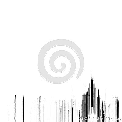 Abstract blurred lines of New York City skyline in black Stock Photo